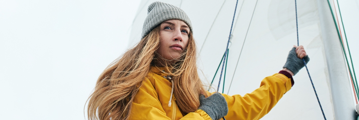 Sailor wearing yellow foulies
