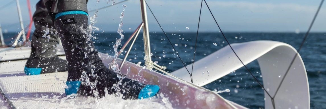 waterproof socks on boat deck