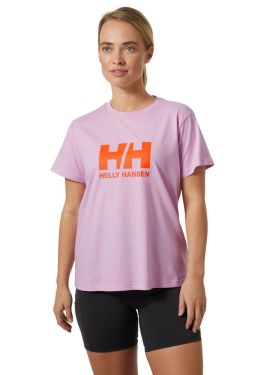 T-shirt Logo 2.0 Femme Helly Hansen rose sur mannequin 