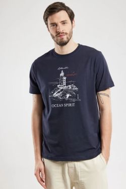 T-Shirt motif Phare Veppy Bermudes bleu marine 