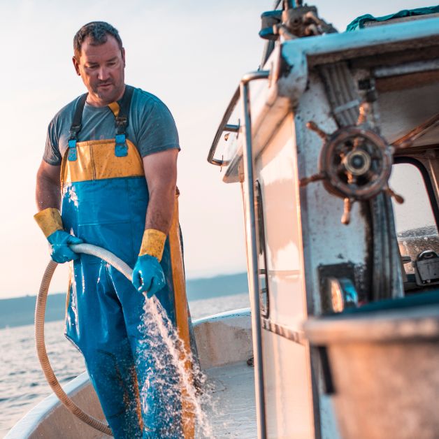Marin pêcheur sur un bateau de pêche