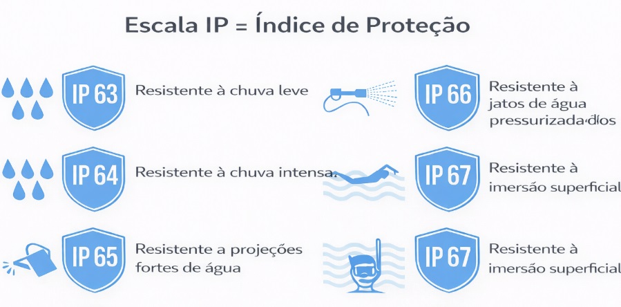 Tabela de &iacute;ndices de prote&ccedil;&atilde;o de bolsas &agrave; prova d&rsquo;&aacute;gua